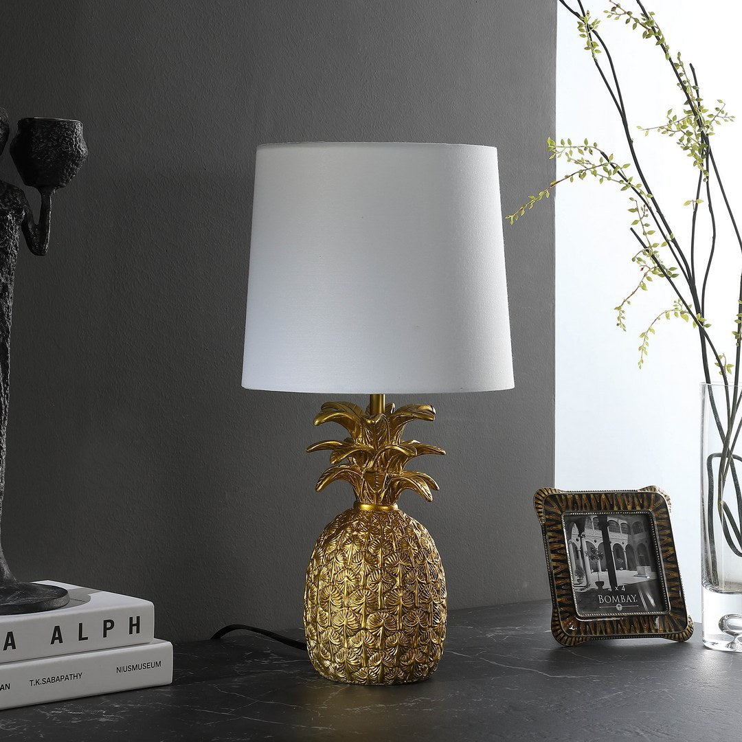 17" In Golden Brass Tropical Heahea Pineapple Table Lamp