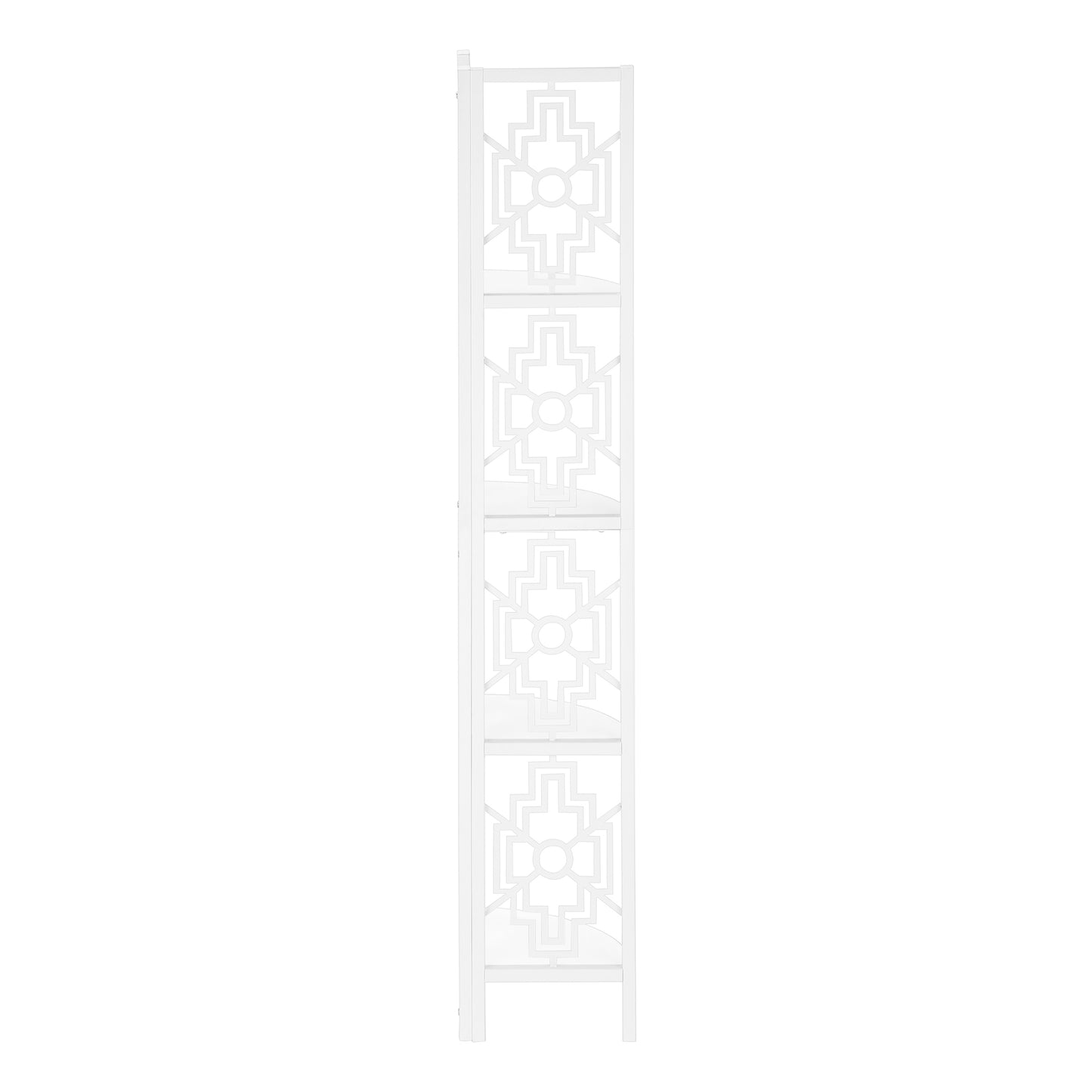 Bookshelf, Bookcase, Etagere, Corner, 4 Tier, 62"h, Office, Bedroom, White Laminate, White Metal, Transitional