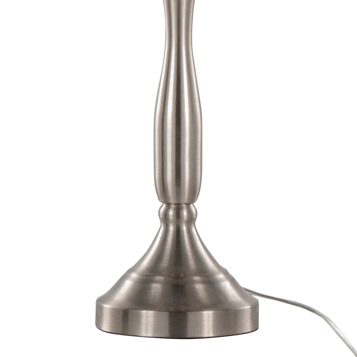 Sawyer 25" Contemporary Metal Table Lamp in Brushed Nickel with White Linen Shade and Built-in USB Port from Grandview Gallery by LumiSource - Set of 2