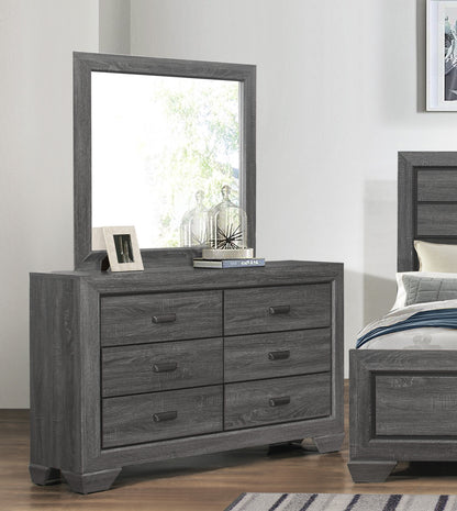 Wooden Bedroom Furniture Gray Finish 1pc Dresser of 6x Drawers Contemporary Design Rustic Aesthetic