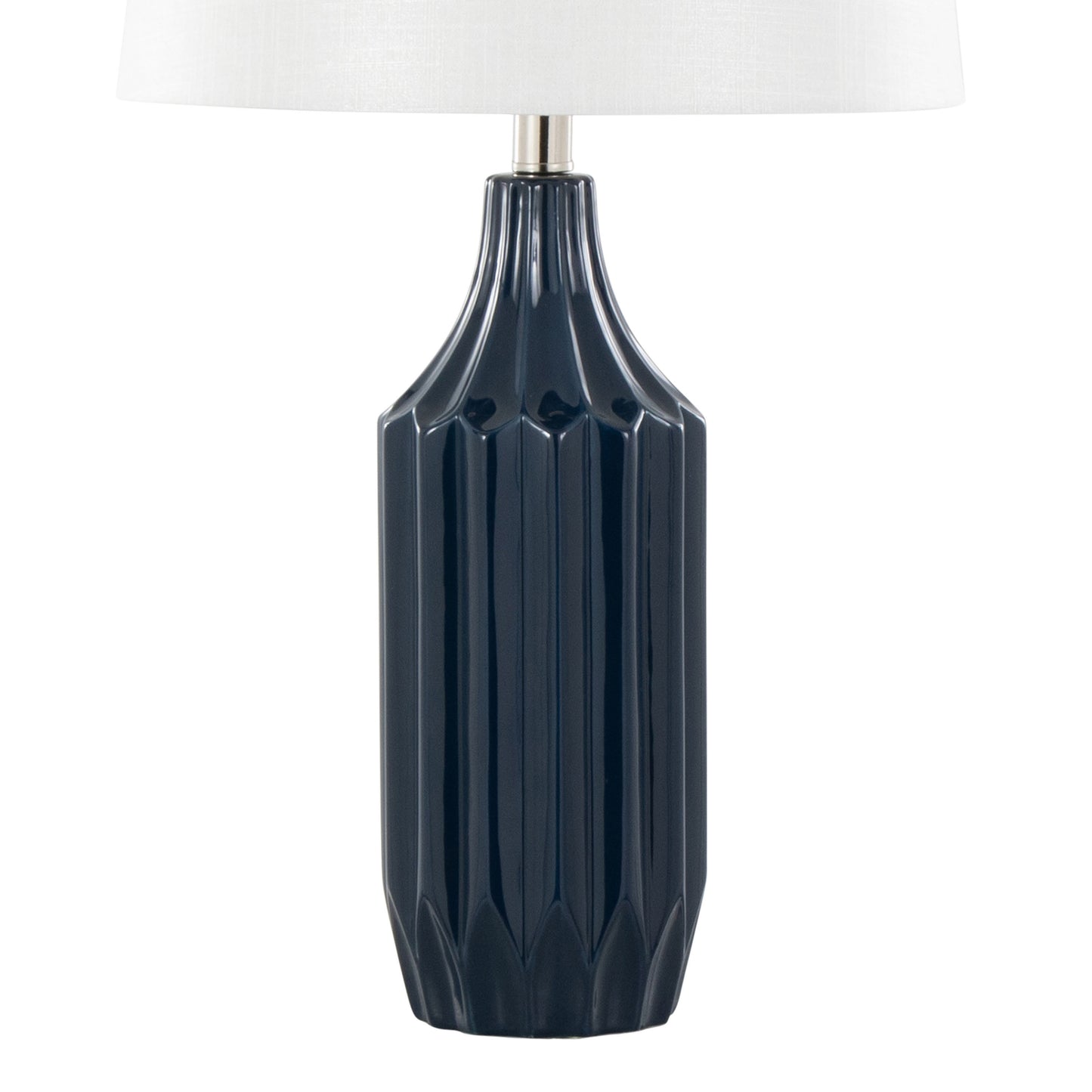 Stella 23" Contemporary Ceramic Table Lamp in Gloss Dark Blue Ceramic with White Shade by LumiSource