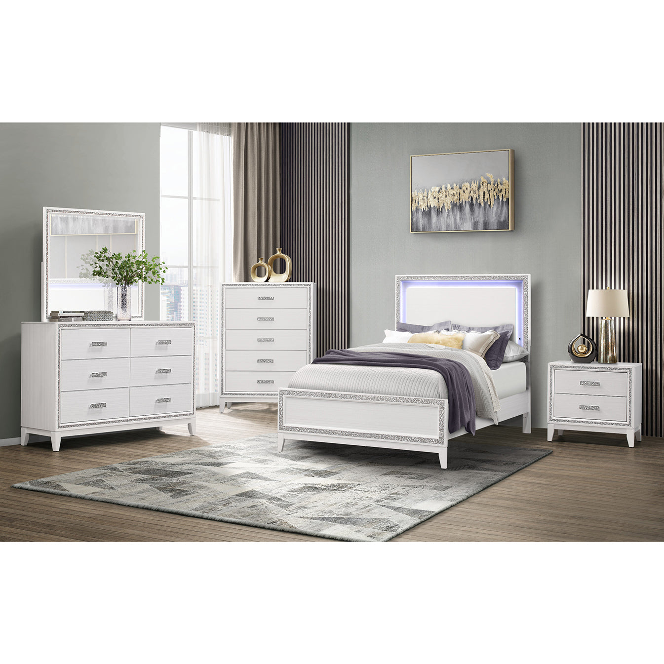 ALMERA GLITTER WHITE NIGHTSTAND