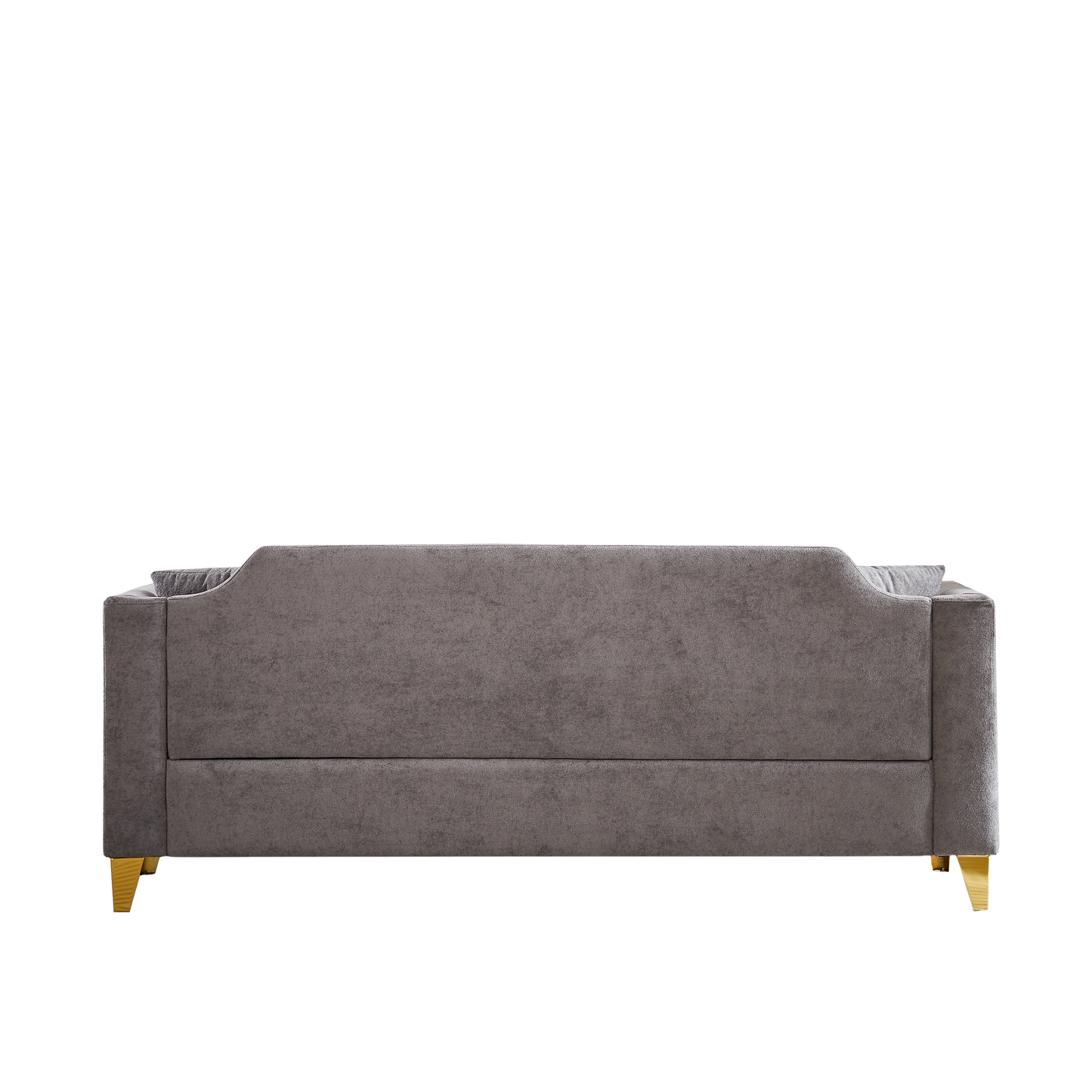 FX 81"Mid-century design modern sofa,Chenille Pull Buckle Design Sofa for Living Room,Buttons Tufted With Copper Nail Decoration Armrest, with 2 Pillows,Modern Couch Upholstered Button And Metal Leg