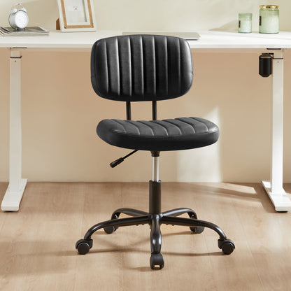 SWEETCRISPY PU Leather Low Back Task Chair Small Home Office Chair with Wheels