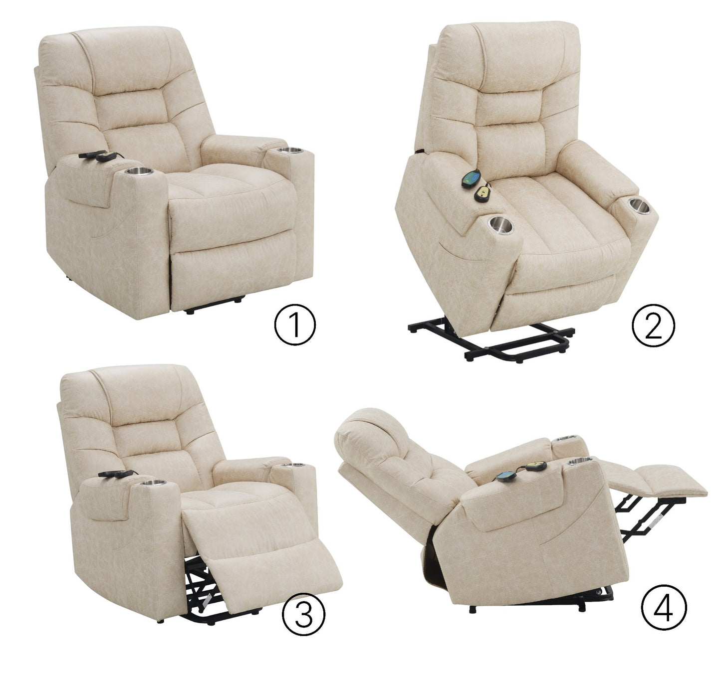 Light Grey Power Lift Recliner with Heating and Massage