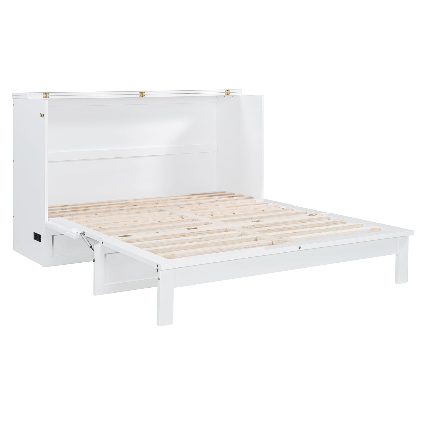 Queen Size Murphy Bed with Large Drawers, White