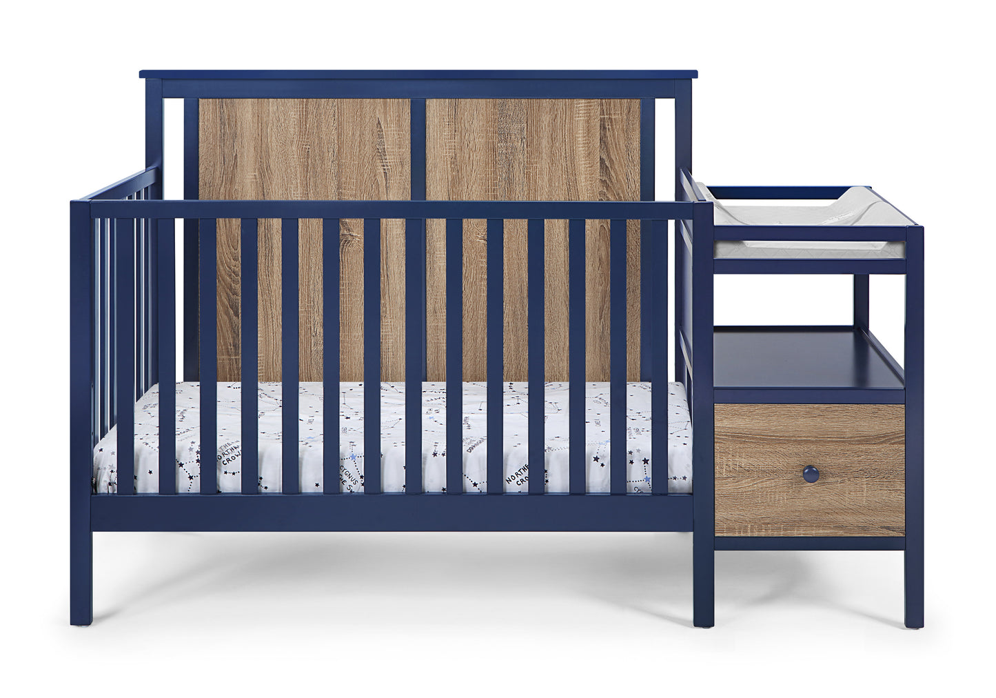 Connelly 4-in-1 Crib and Changer Combo Midnight Blue/Vintage Walnut