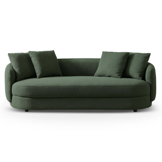 Dylan Modern French Boucle Sofa Comfortable Couch Brown Dark Green Solid Wood 32x85x28 inches
