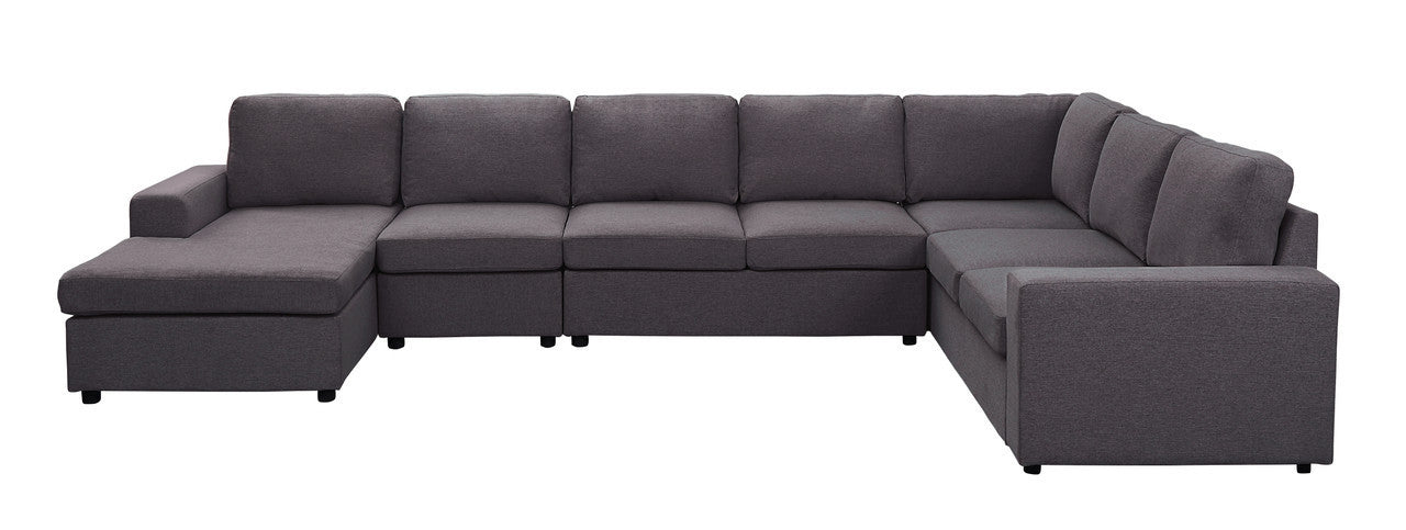 Tifton 146.5" Modular Sectional Sofa with Reversible Chaise in Dark Gray Linen