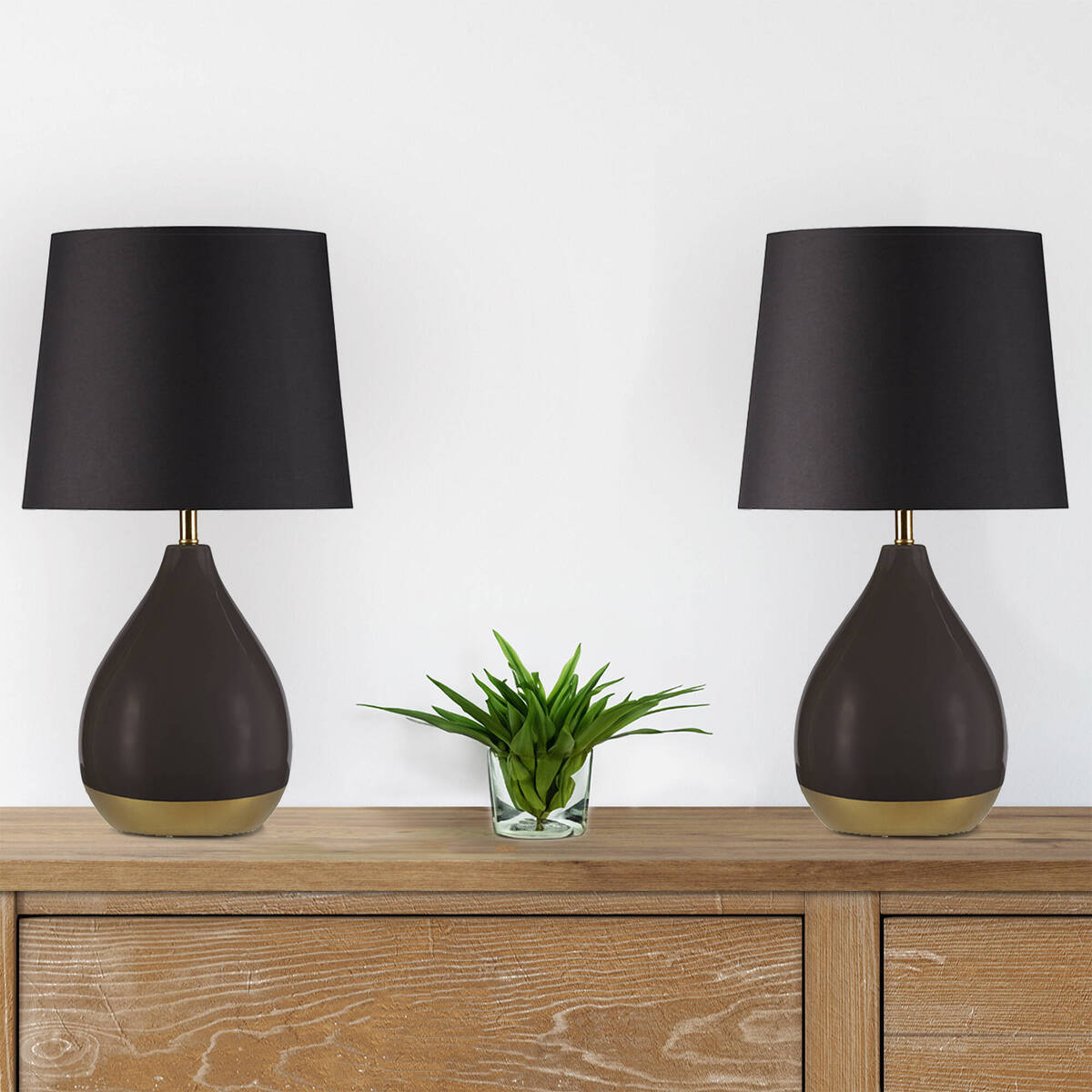 2-Tone Ceramic Table Lamp Set of 2 Black/Gold See below