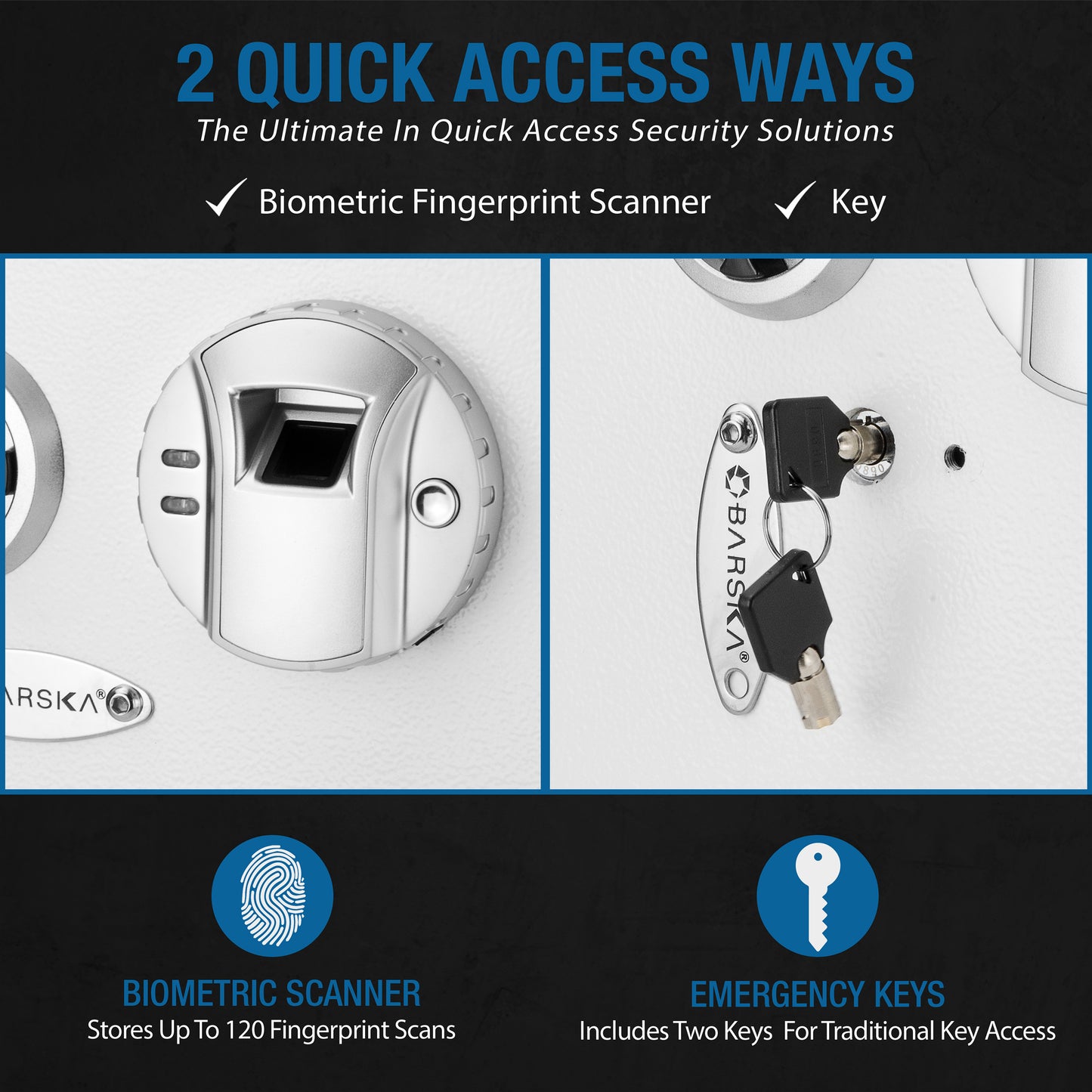 White Biometric Wall Safe