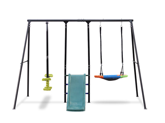 Swing Sets for Backyard, 550LBS Swingset Outdoor for Kids, Swing Set with Slide and Glider, 1 Saucer Swing