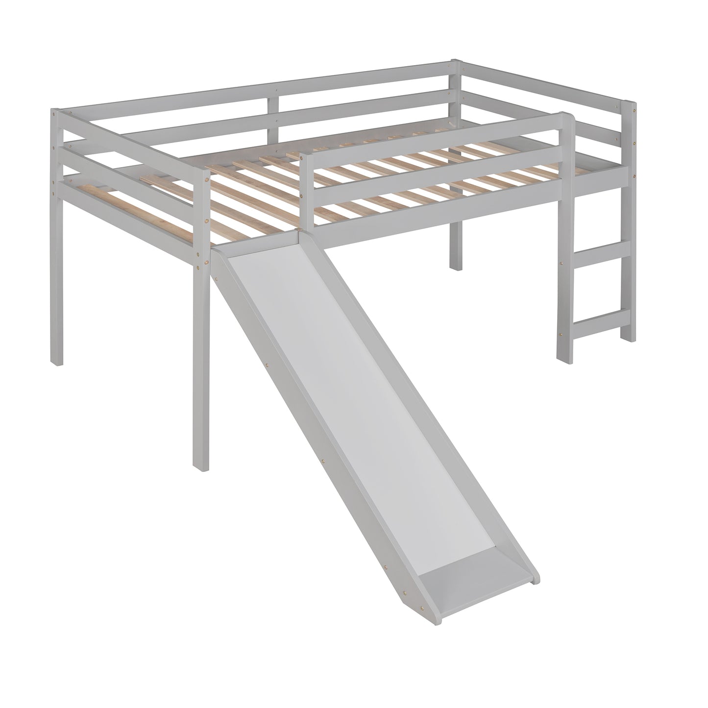 Loft Bed with Slide, Multifunctional Design, Twin (Gray)(OLD SKU: WF191904AAE)