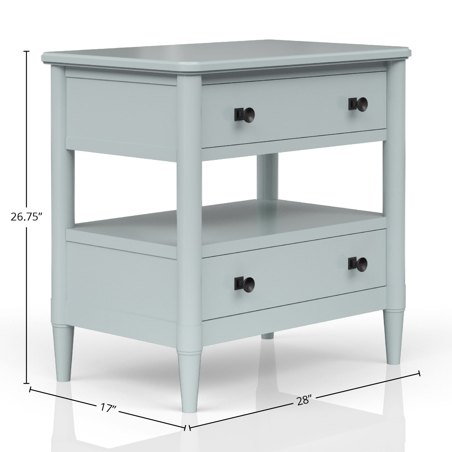 Open Nightstand Ocean Finish With 2 Drawers