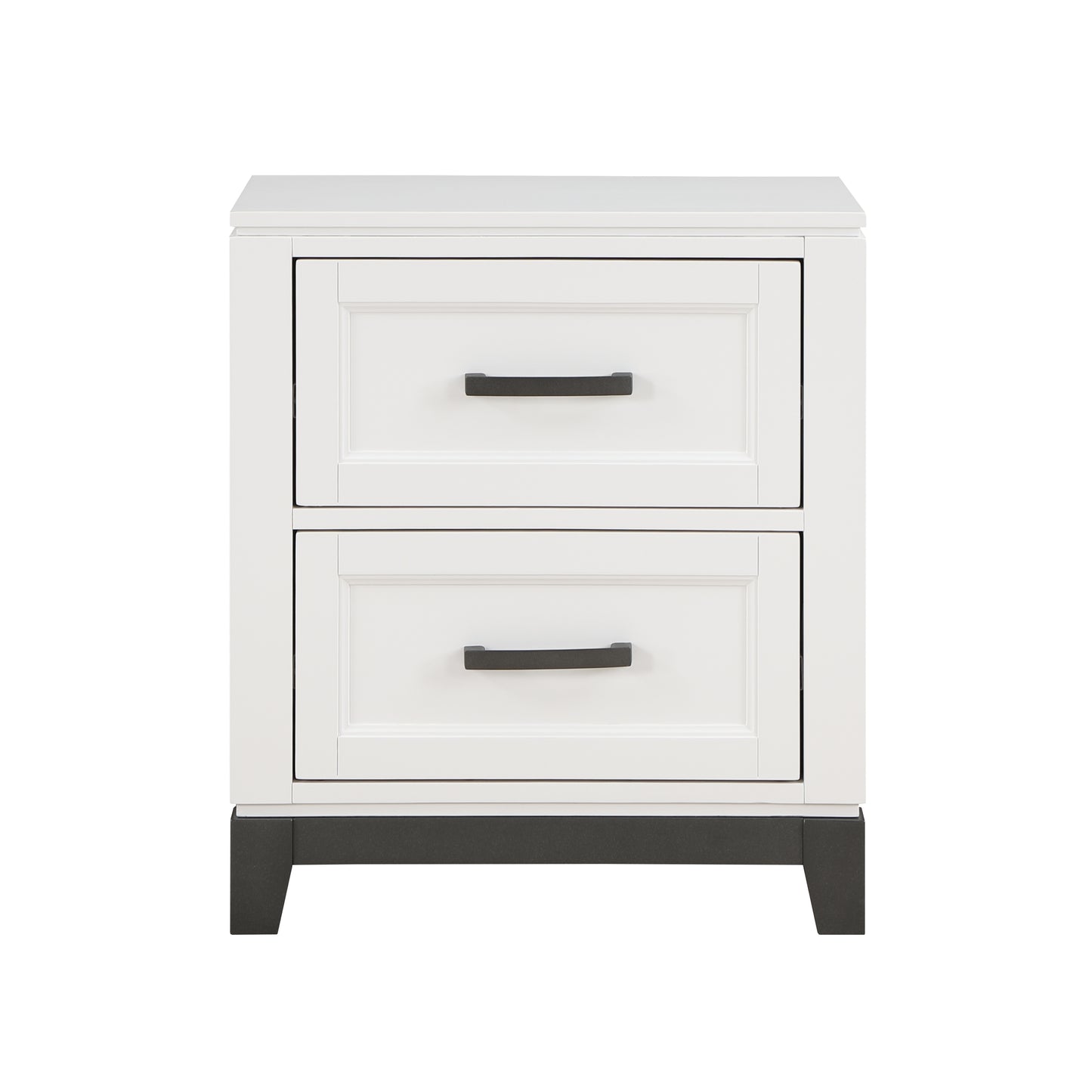 White Finish Nightstand with 2x Storage Drawers Wooden Bedroom Furniture 1pc