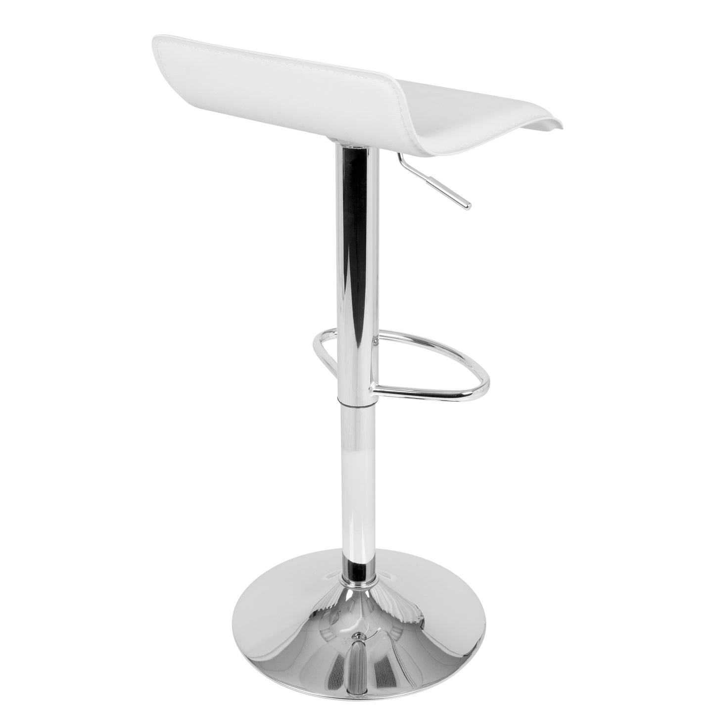 Ale Contemporary Adjustable Barstool in White PU Leather by LumiSource - Set of 2