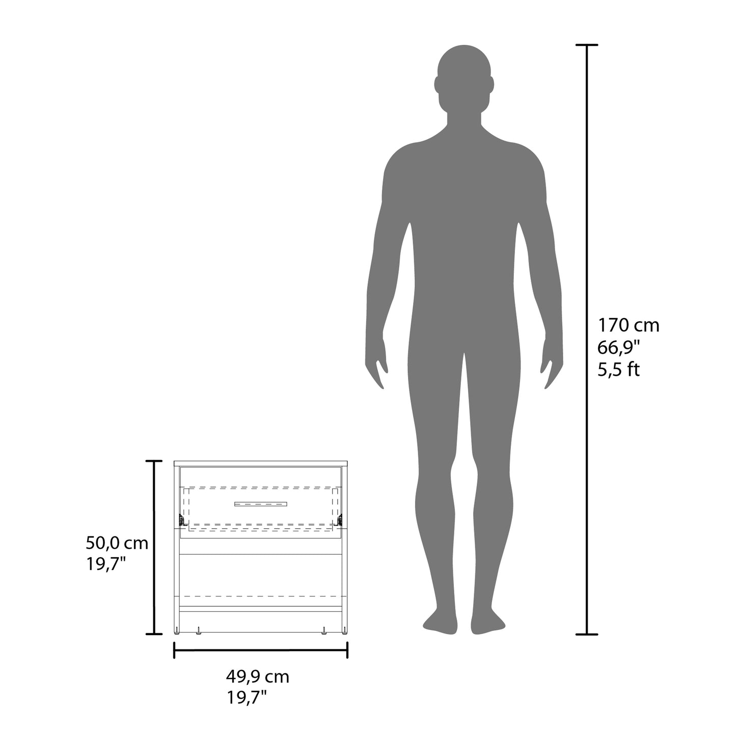 Solomon Nightstand with a Drawer, Natural Oak and Matt Grey