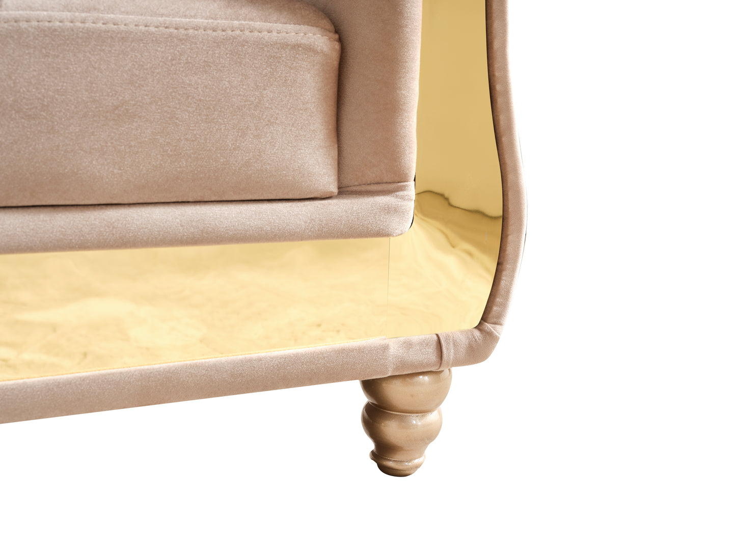 Gold Detailed Tufted Upholstery Sectional made with Wood In Taupe