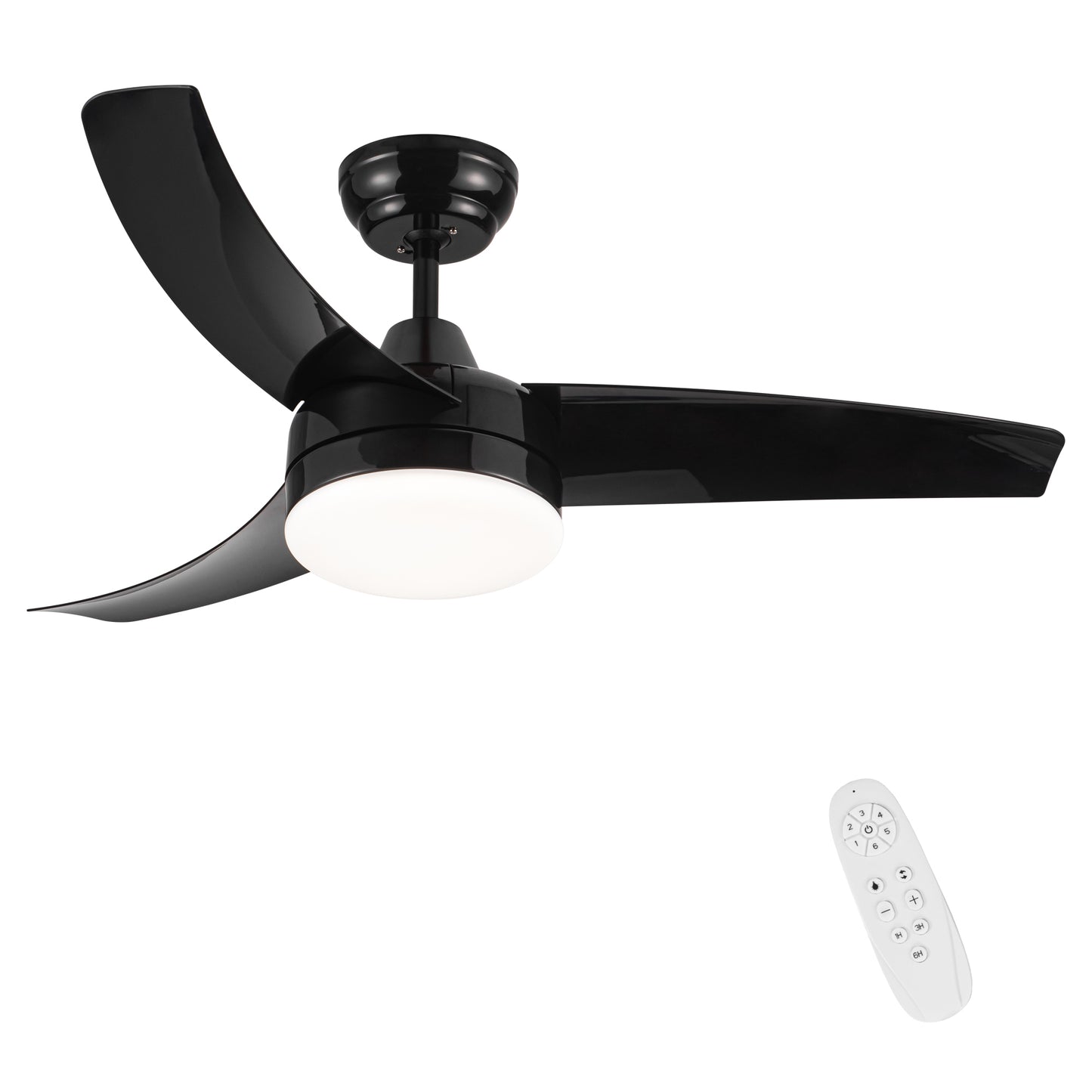 YUHAO 42-Inch 3-Blade Matte Black DC Motor Modern Contemporary LED Ceiling Fan-42 in x 42 in x 10.34 in