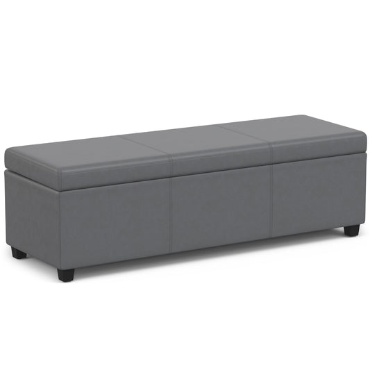 Avalon - Extra Large Storage Ottoman Bench - Stone Grey