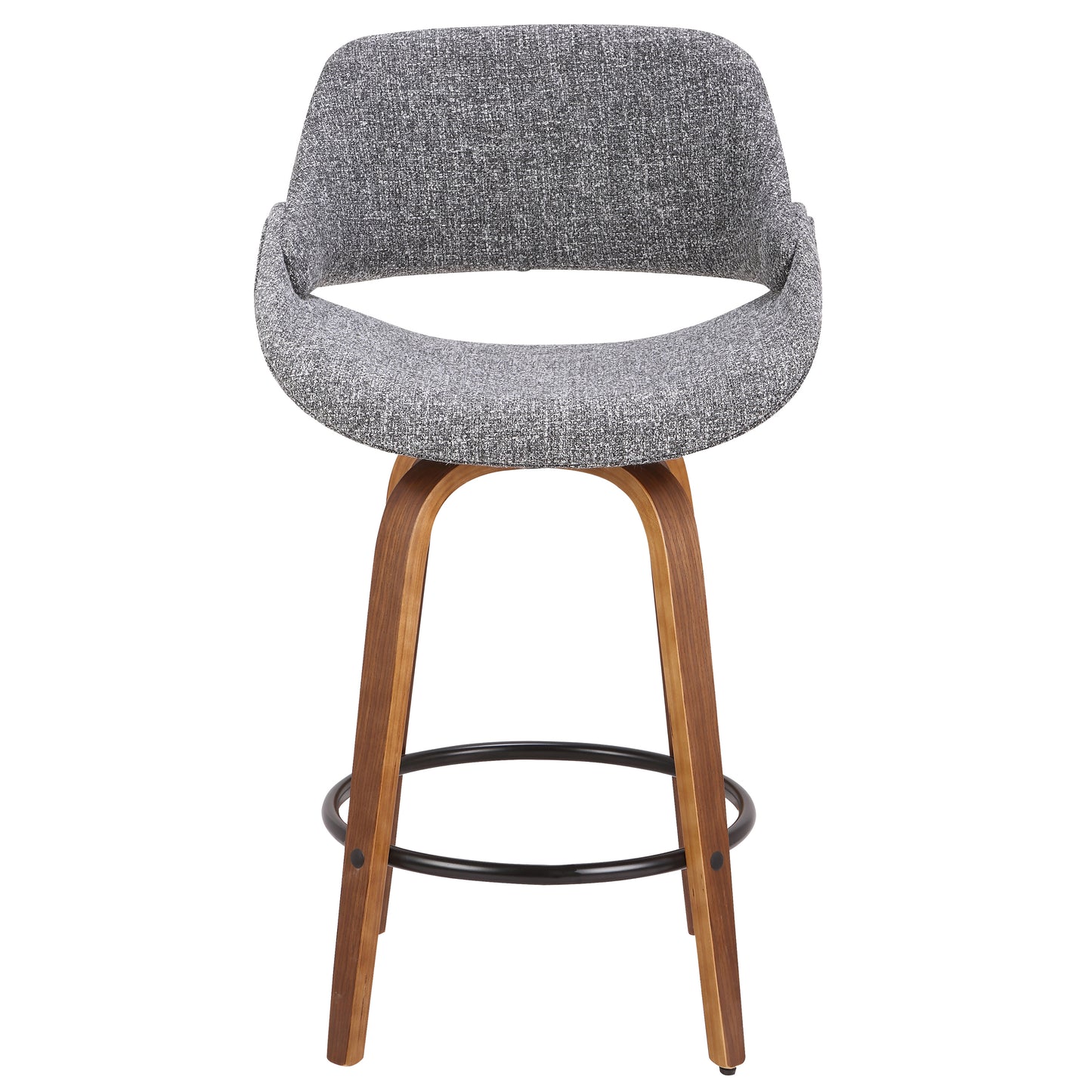Fabrico Mid-Century Modern Counter Stool in Walnut and Grey Noise Fabric by LumiSource