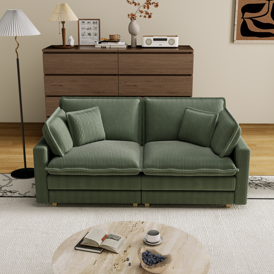 Modular Sectional Sofa,Deep Seat Couch for Living Room , 4 Pillow, Modern L-Shaped Sofa for Living Room Bedroom Apartment,GREEN