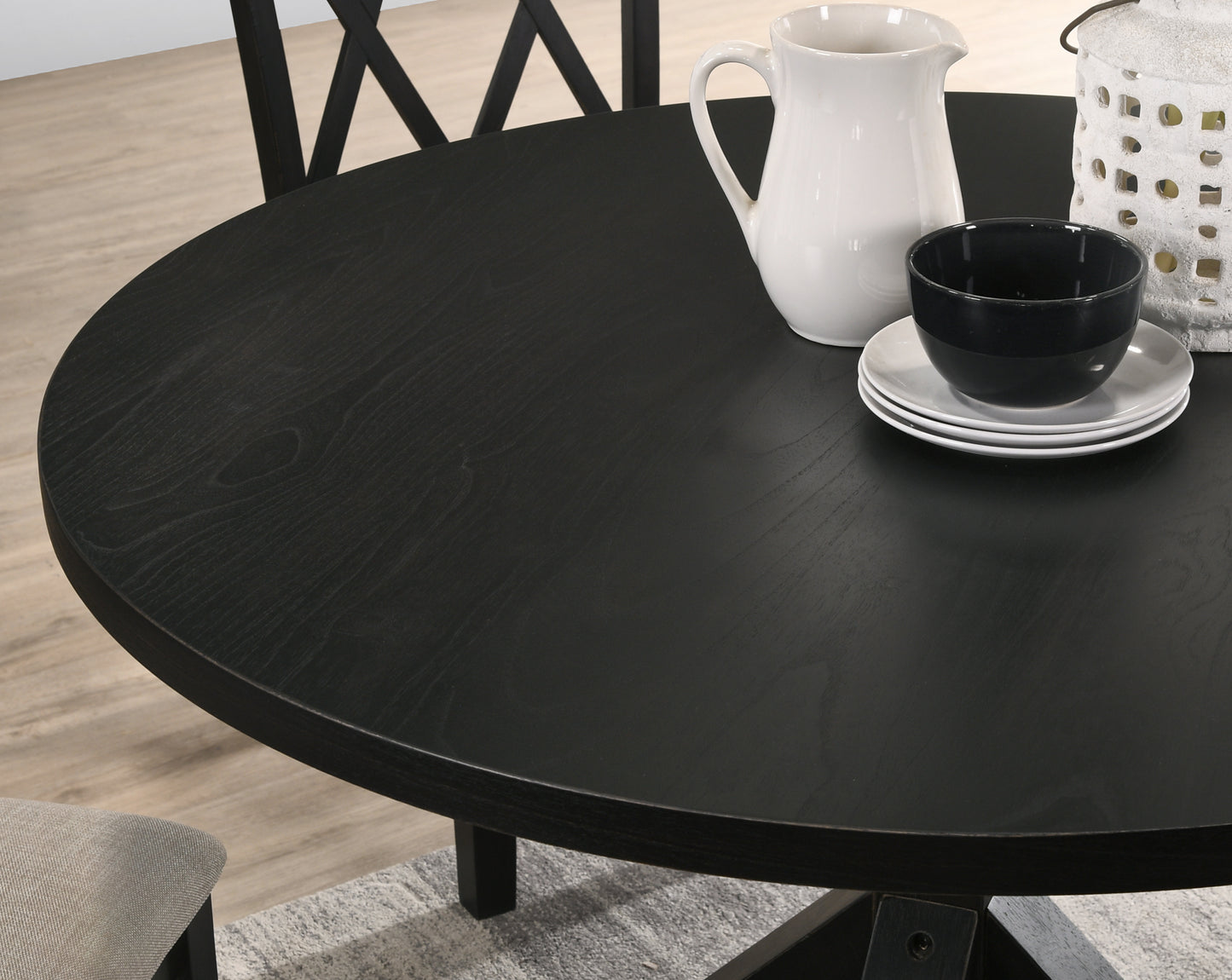 Windvale Cross-Buck Base Dining Table in Black