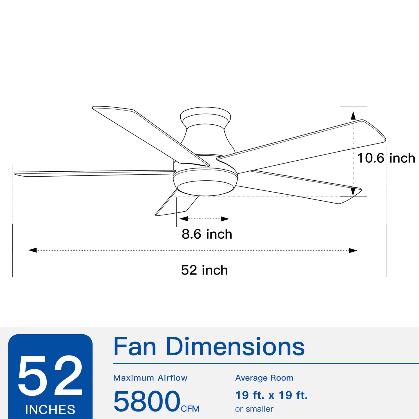 52" Low Profile Ceiling Fan in Brushed Nickel with Silver Blades