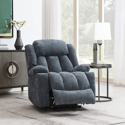 Blue Power Lift Recliner with Heating and Massage