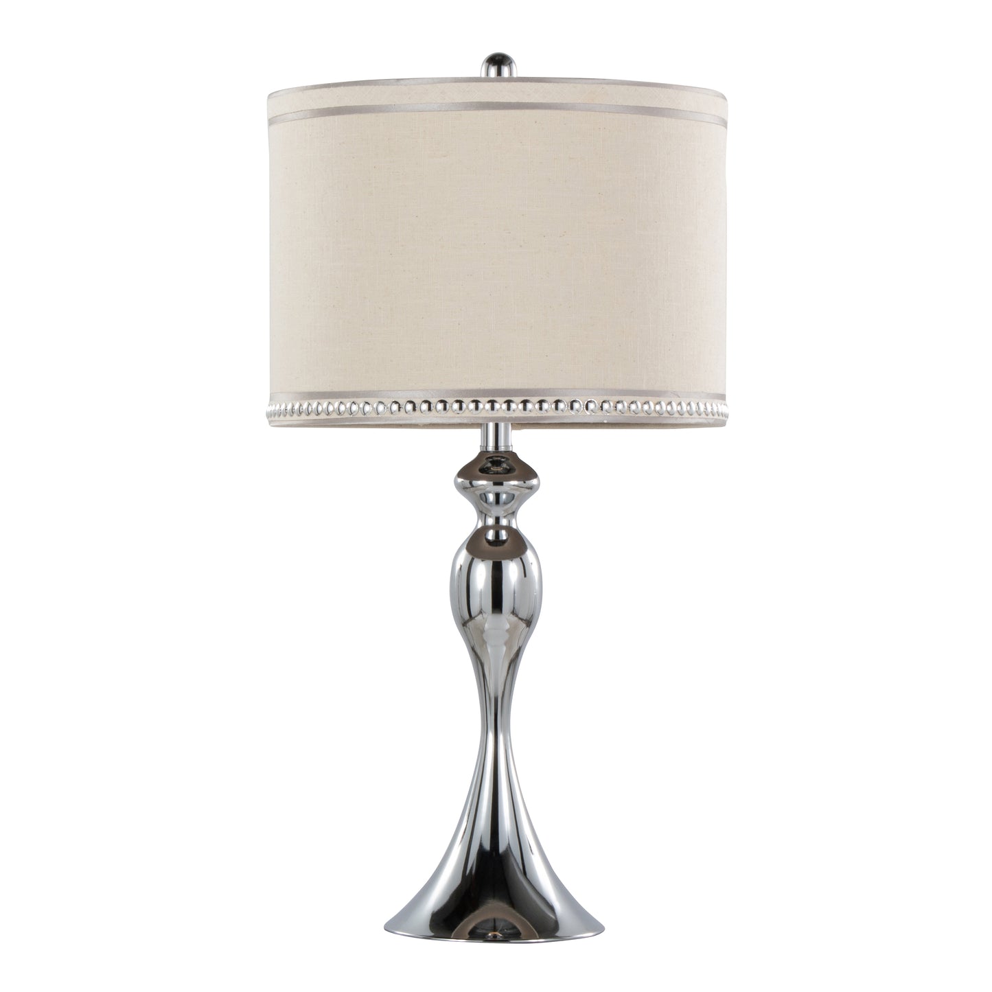 Ashland 27" Contemporary Metal Table Lamp in Polished Chrome and Cream Linen Shade with Trim from Grandview Gallery by LumiSource - Set of 2