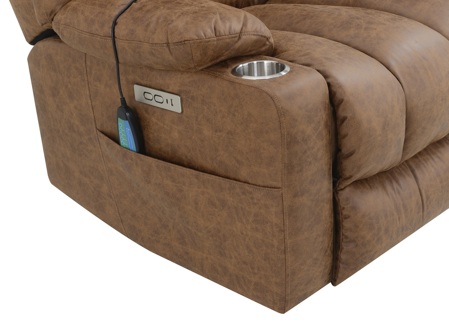 Brown Power Lift Recliner with Massage and Heating