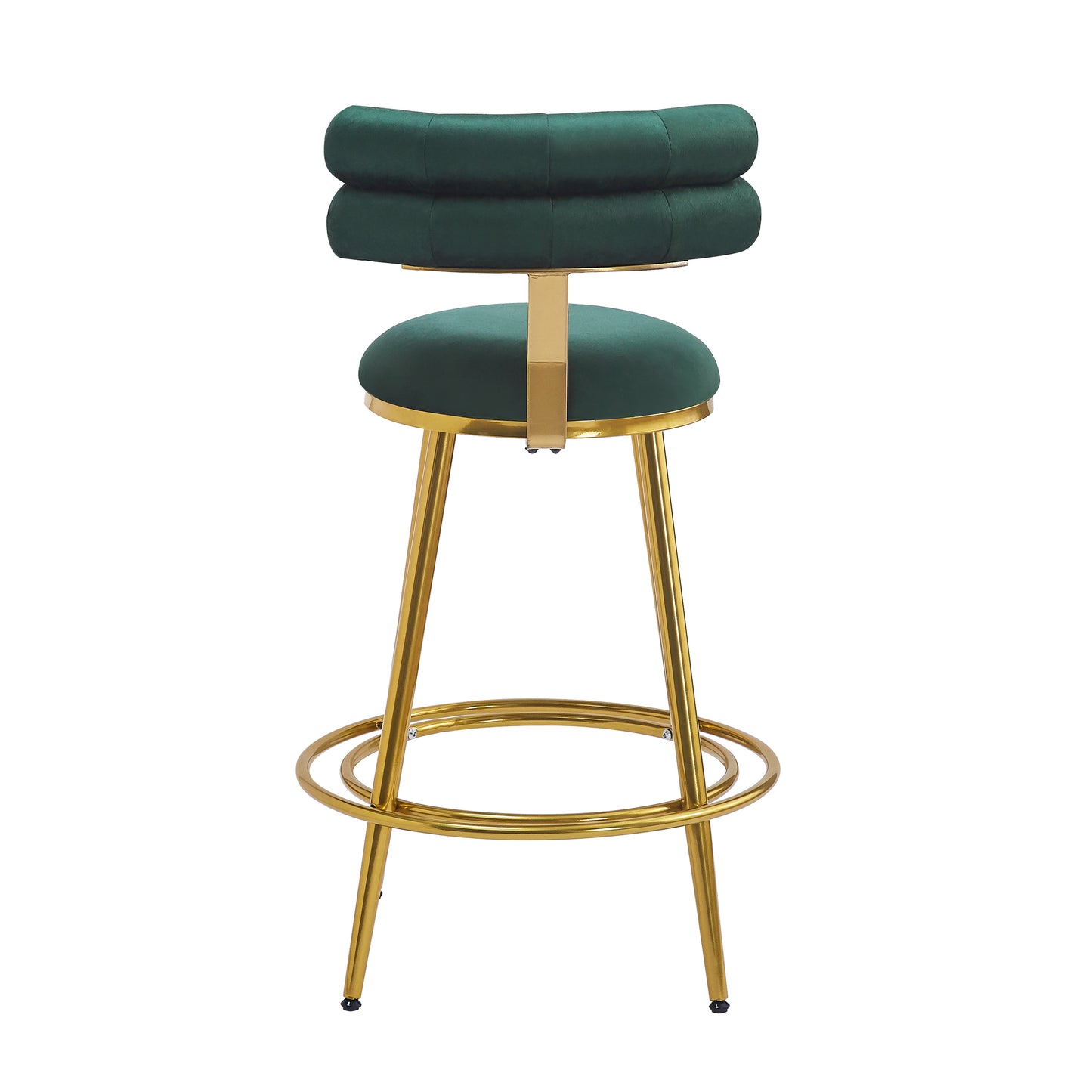 27.65'' Modern Counter Stools Set of 2,Dark green  velvet Counter Stools with iron Frame,Soft back and cushion,Footrest,suitable for Kitchen/Bedroom/Dining Room