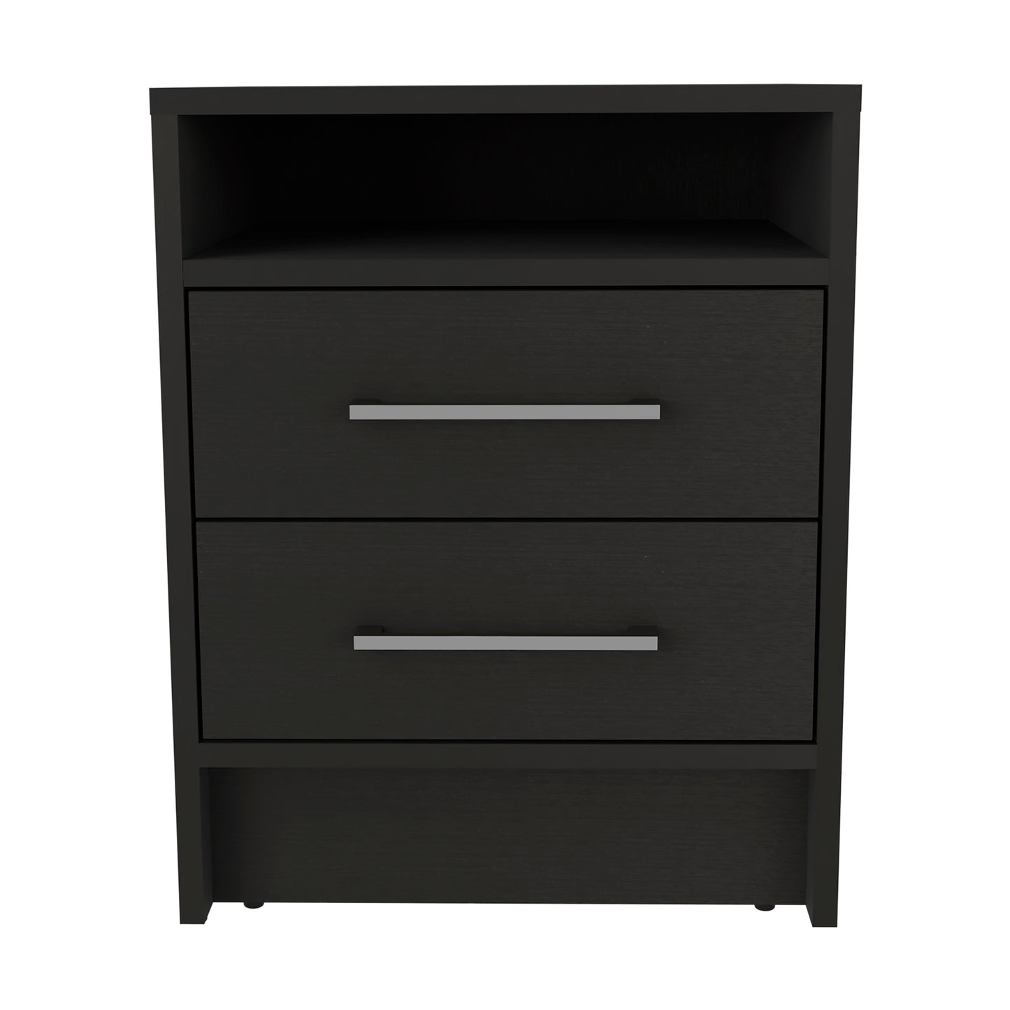 Eter Nightstand , End Table, Side Table Superior Top, Two Drawers -Black