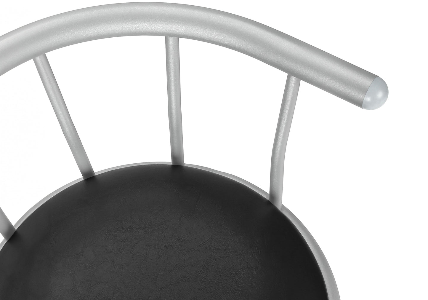 Barstool, Set Of 2, Swivel, Bar Height, Grey Metal, Black Leather Look, Contemporary, Modern