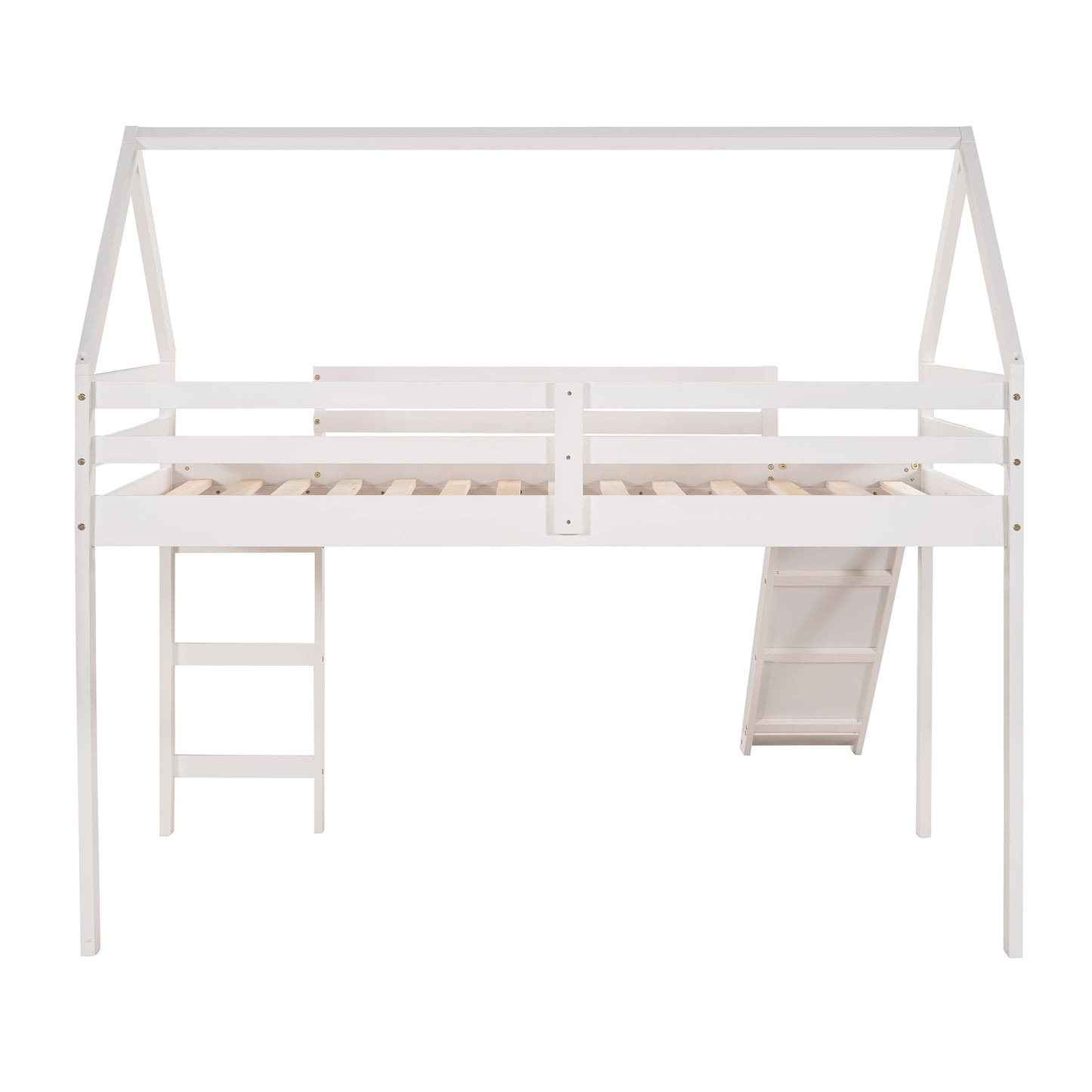 Twin Size Loft Bed with Slide, House Bed with Slide,White(OLD SKU :WF281158AAK)