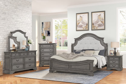 Traditional Style Queen Bed Made with wood in Rustic Gray