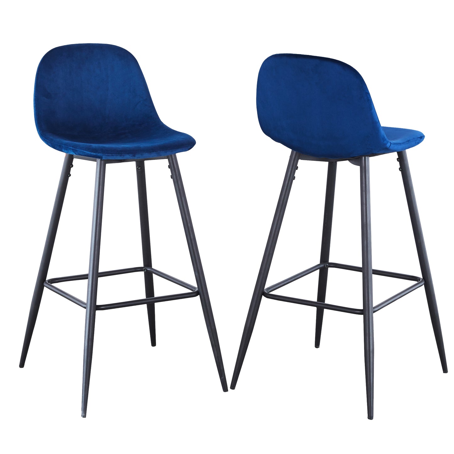 Bar Stools Set of 2, 30 Inches Velvet Barstool Modern Counter Bar Height Chair with Back, Sturdy Metal Legs & Footrests, Easy Assembly, Island Stool for Kitchen Bar