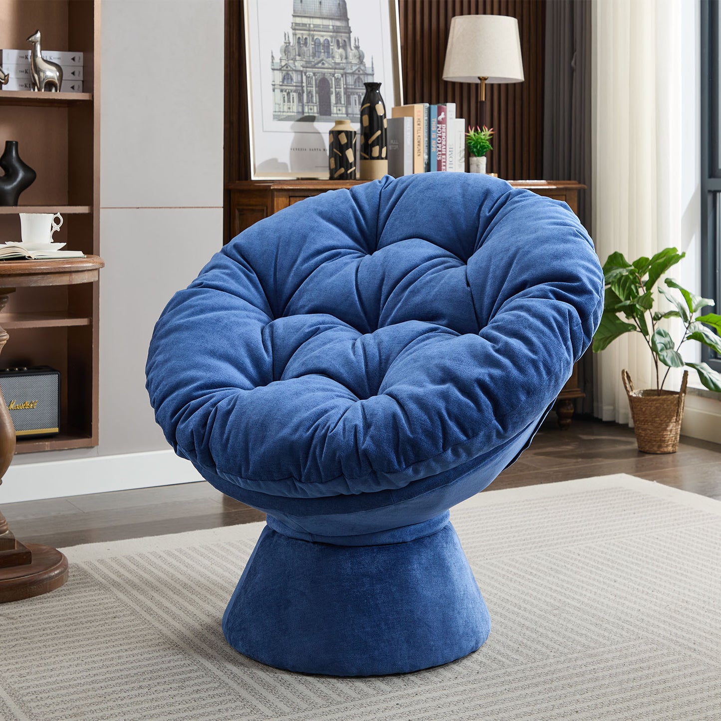 Oversized Swivel Accent Chair, 360 Swivel Barrel Chair, Papasan Chair for Living Room Bedroom