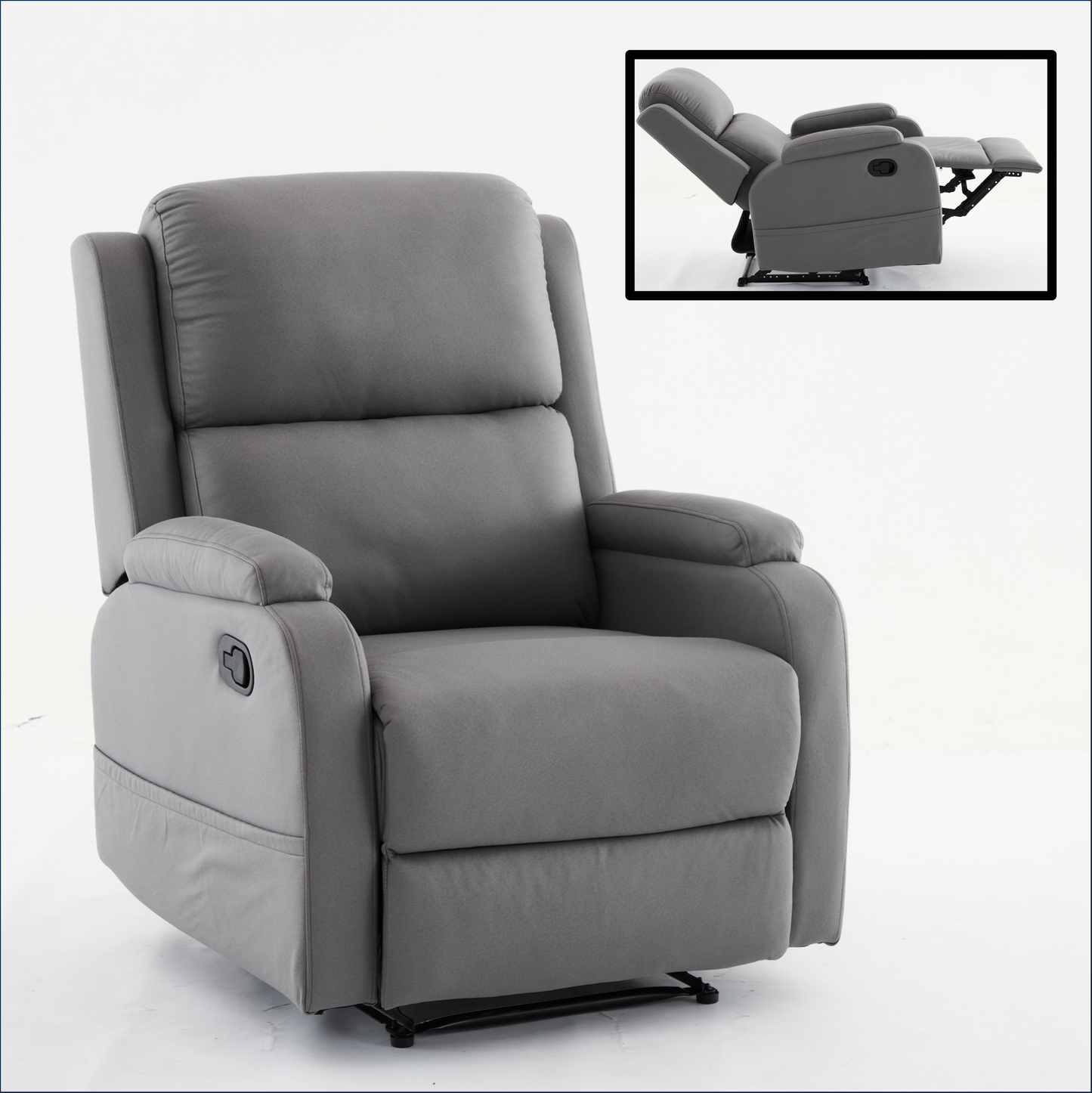 Best Choice Recliner Chair Living Room Reclining Sofa Chair, Home Theater Seating Modern Recliner, Manual Recliner Sofa Chair for Living Room/Office/Apartment, Easy-to-Reach Side Button - Gray