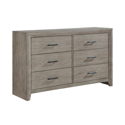 Modern Sleek Gray Finish 6-Drawers Dresser Durable Wooden Bedroom Furniture 1pc