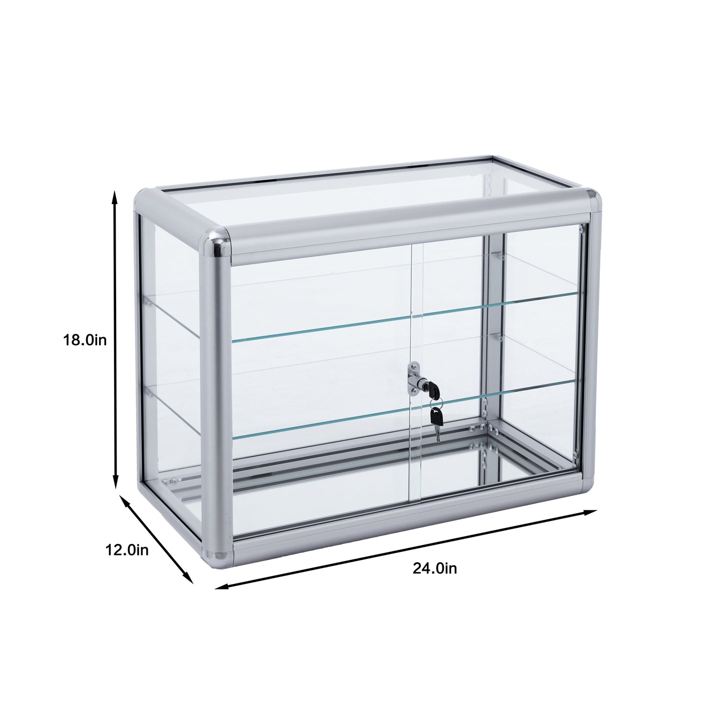 Tempered Glass Counter Top Display Showcase with Sliding Glass Door and Lock,Standard Aluminum Framing with Sliding Glass Door and Lock-display cabinet