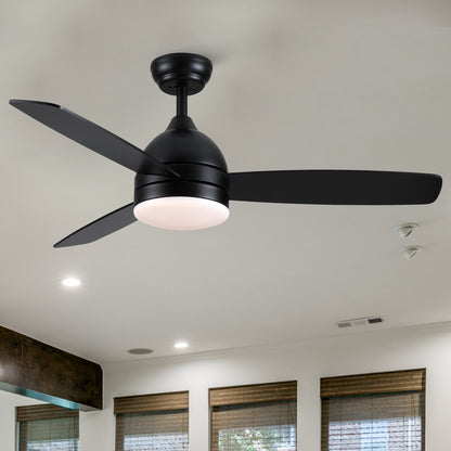 Smart 48 in. integrated LED Balck Ceiling Fan with Remote Contorl and Plywood Blades