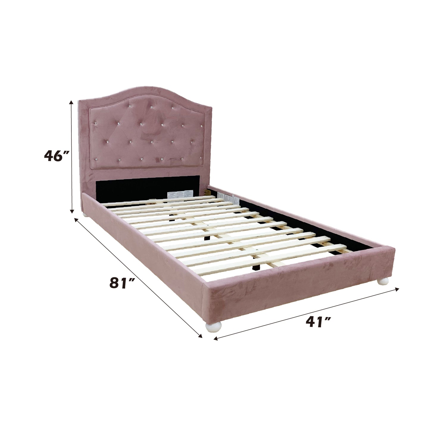 Reggie Pink Fabric Twin Bed