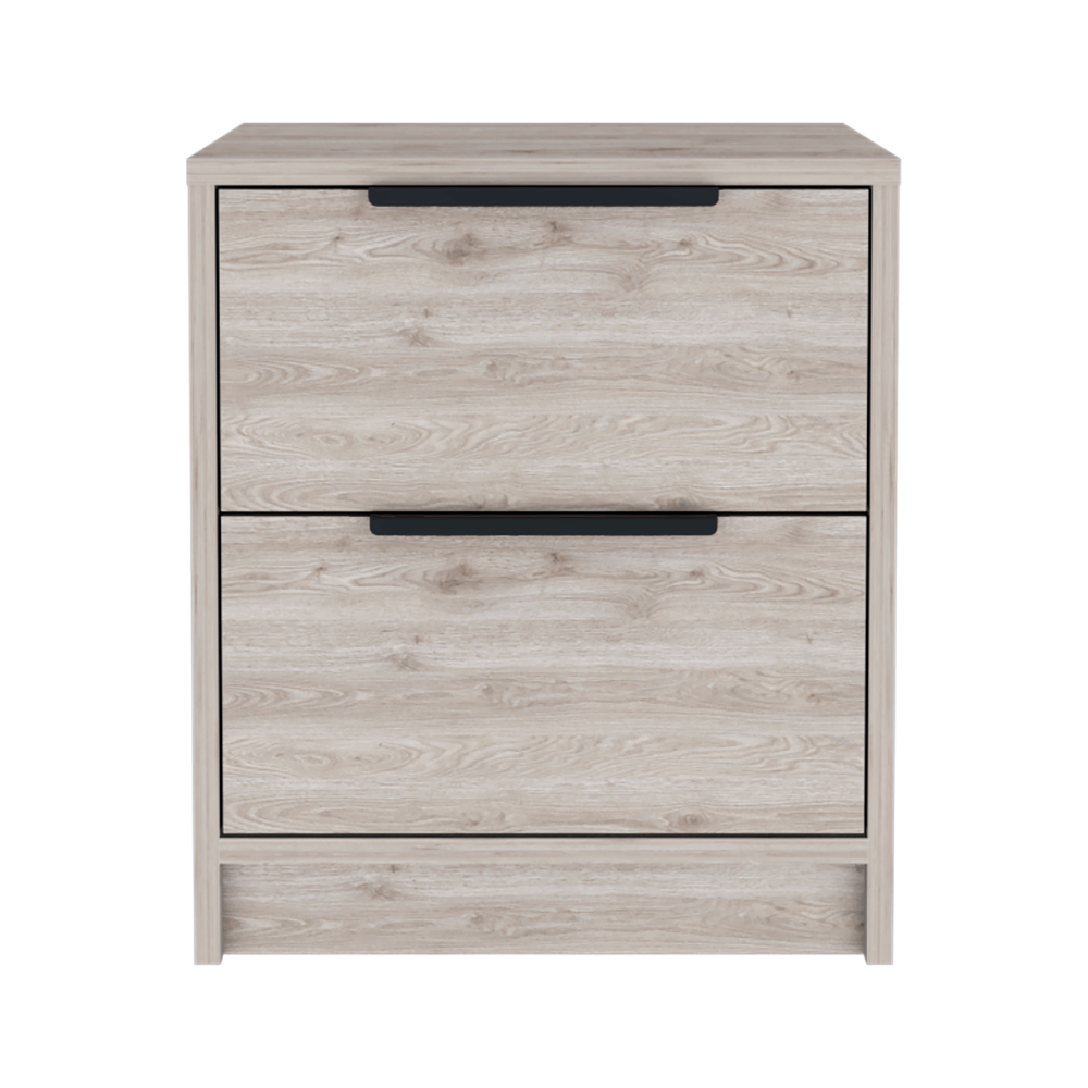 Modern Nightstand 19" H, Two Drawers, Light Gray