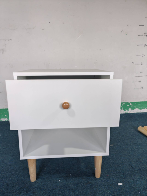 23.22''H Wooden Nightstand with One Drawer One Shelf for Kids, Adults, White