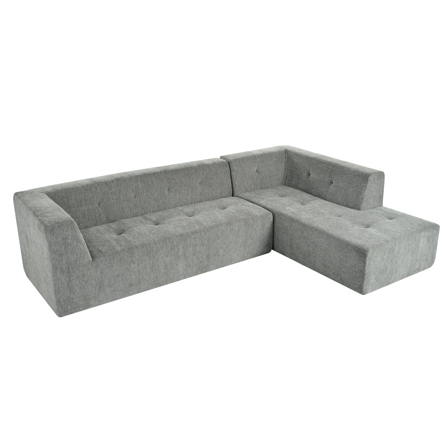 112.2*74" Modular Modular Combination Living Room Sofa Set, Modern Minimalist Sofa, Living Room Upholstered Sofa Bed, Bedroom, 2pcs Computer Free Combination, L-Shaped,Light Gray