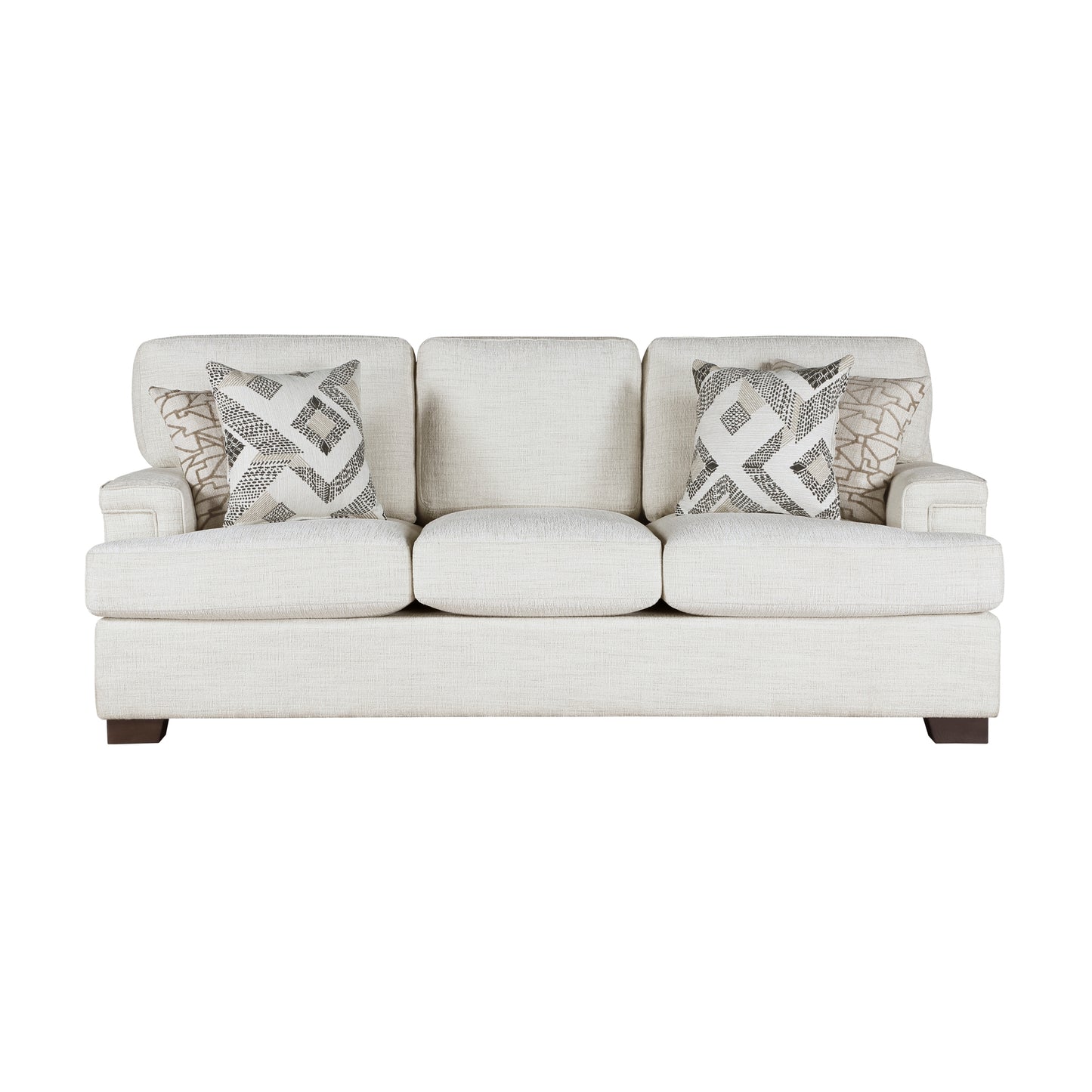 Modern Elegance Comfort Sofa Set 2pc Sofa Loveseat Cream Chenille Upholstery Decorative Pillows Living Room Furniture