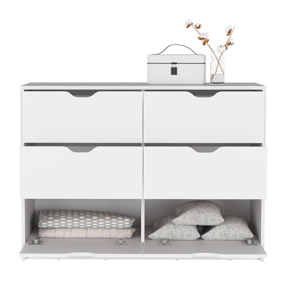 Basilea 4 Drawers Dresser, 2 Cabinets -White