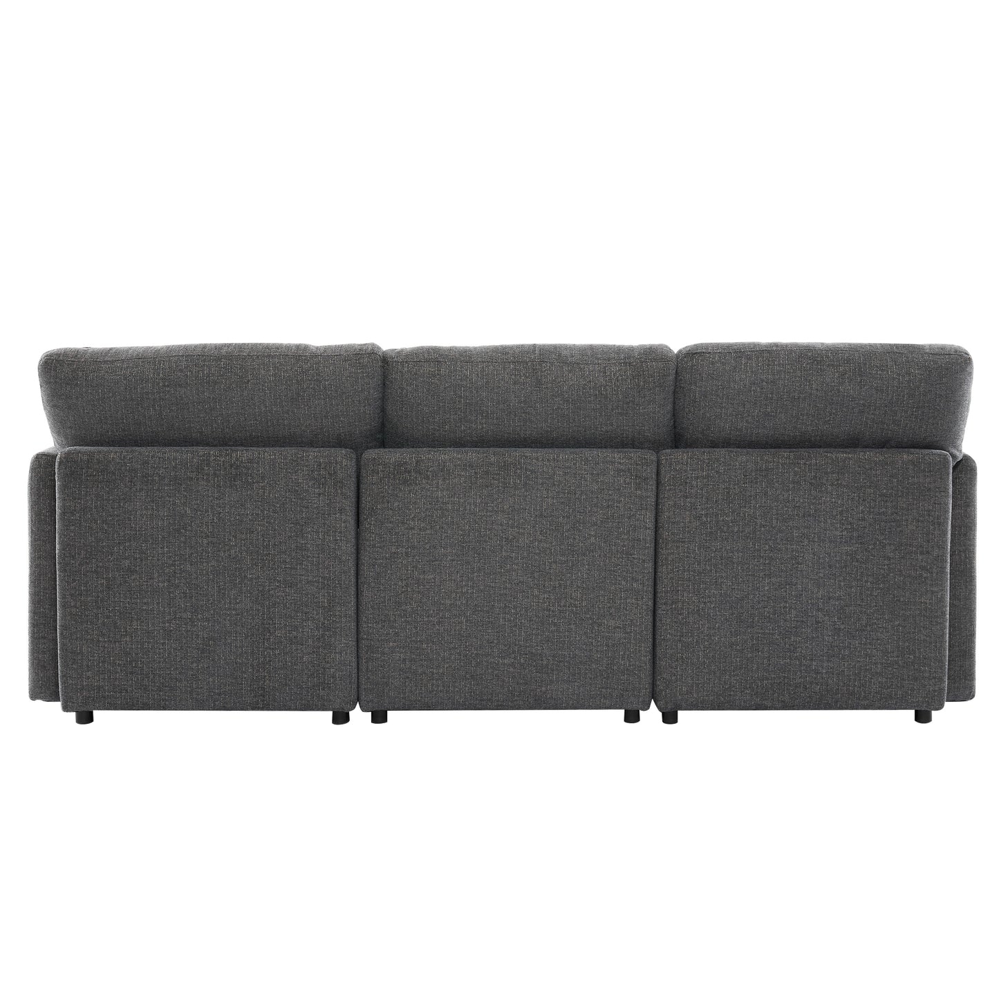 85.4" Sectional Sofa Modular Sofa U-shaped Sofa Couch Sofa Bed L-shaped Sofa with a Movable Ottoman and Two USB Ports for Living Room, Grey