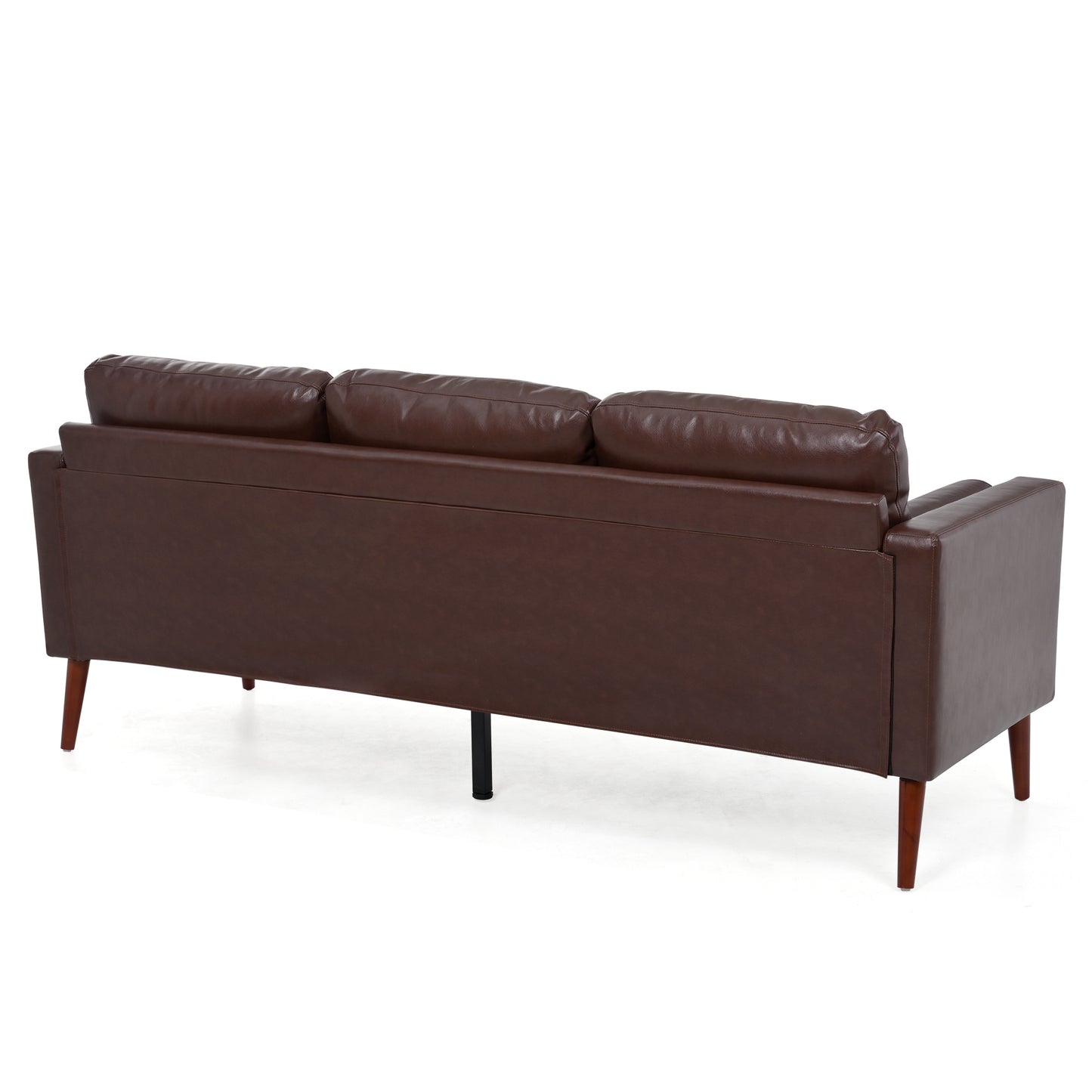 Small Sofa Couch 76.97 in . Brown 3 Seat Comfy Couches for Living Room, Mid Century Modern Couch with iron wood structure , Soft Cushion Sofa for Home/Office/Apartment,